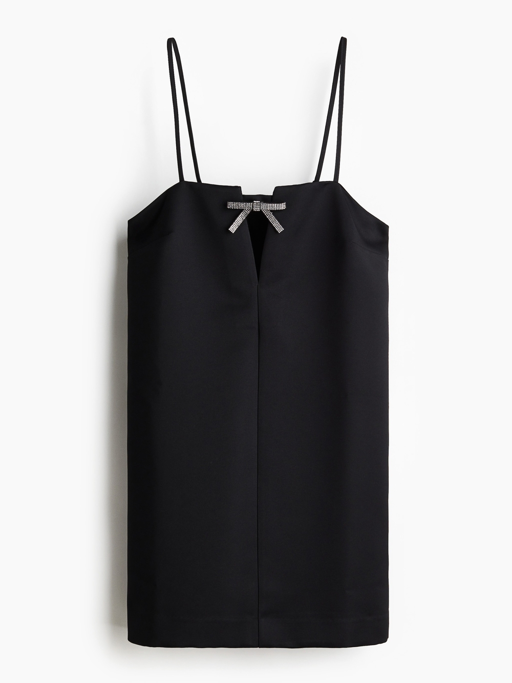 H&M Black Rhinestone Bow Mini Slip Dress